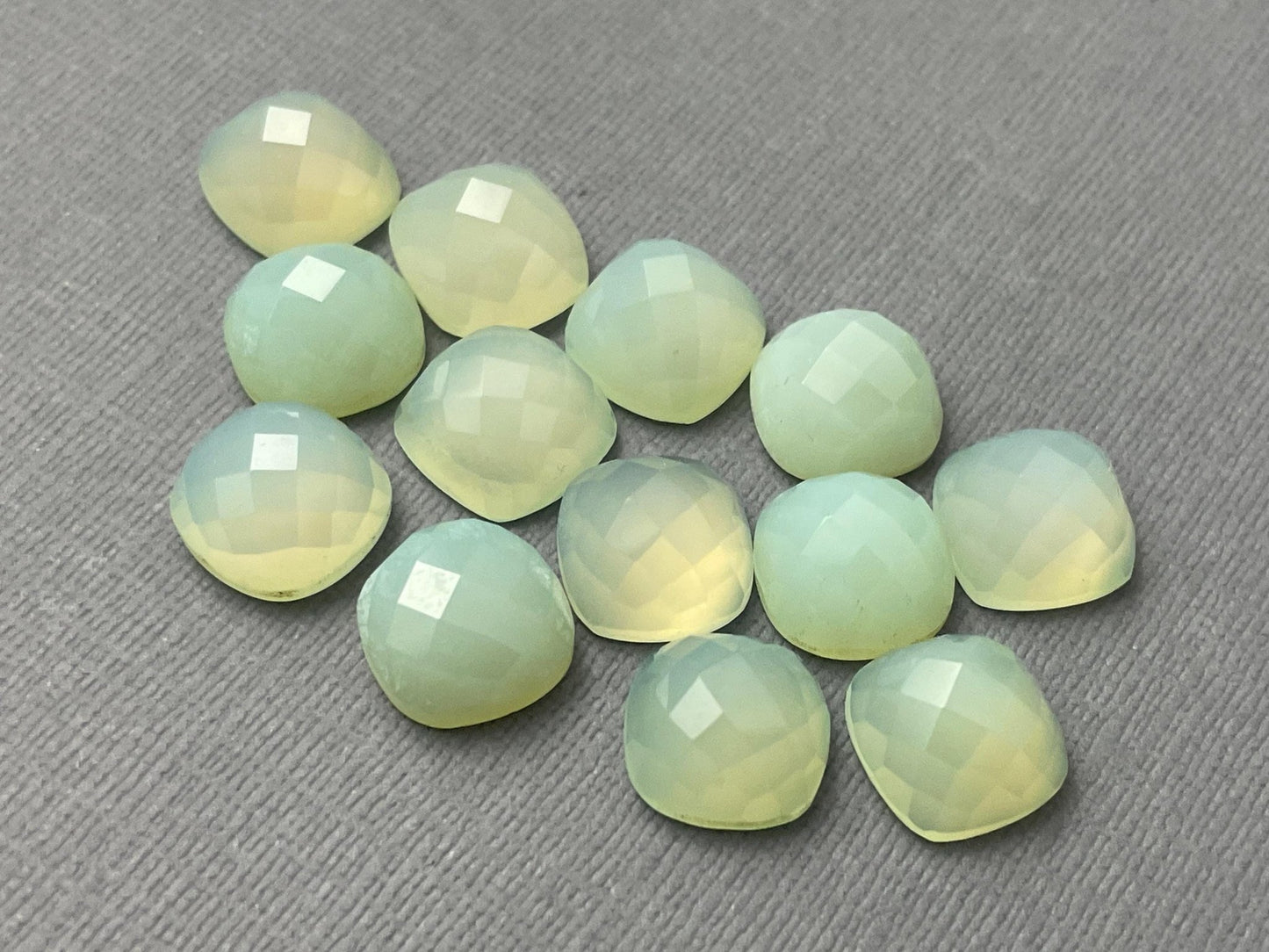 Natural Chalcedony | 12mm | Cushion Checker Cut Cabochons - Gem Enthusiast