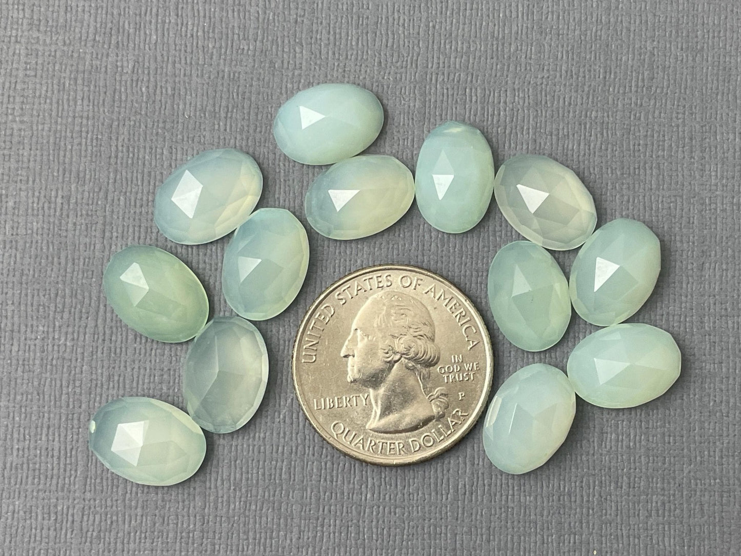 Natural Chalcedony | 14x10mm | Oval Checker Cut Cabochons - Gem Enthusiast