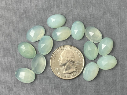 Natural Chalcedony | 14x10mm | Oval Checker Cut Cabochons - Gem Enthusiast