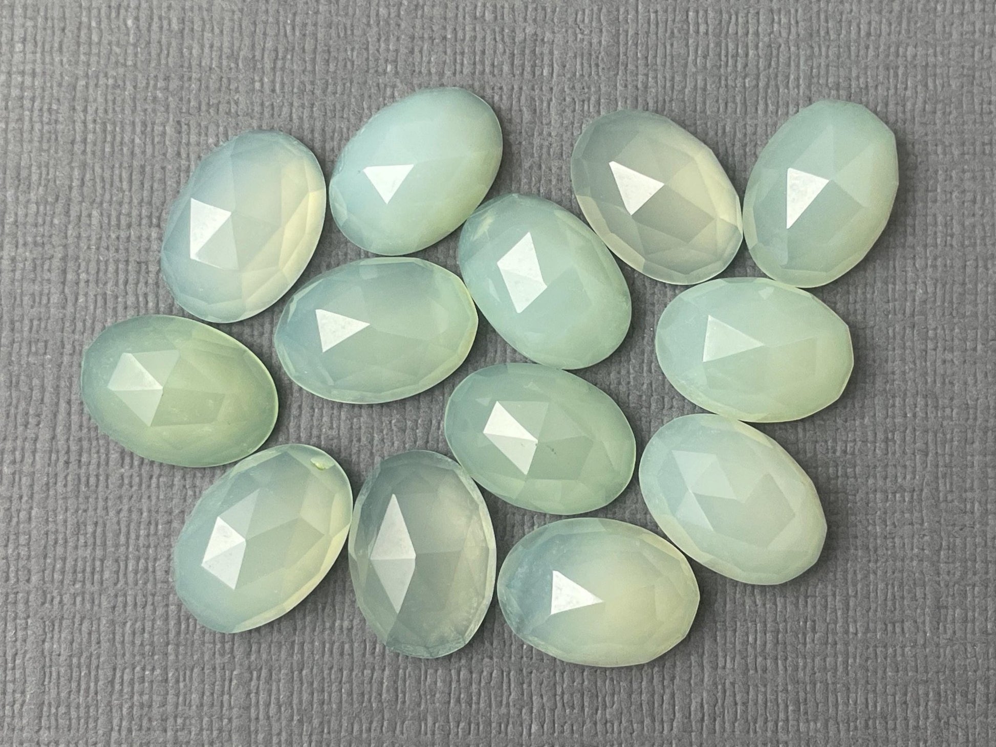 Natural Chalcedony | 14x10mm | Oval Checker Cut Cabochons - Gem Enthusiast