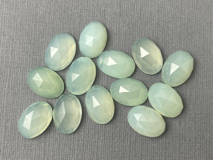 Natural Chalcedony | 14x10mm | Oval Checker Cut Cabochons - Gem Enthusiast