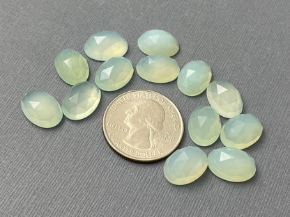 Natural Chalcedony | 14x10mm | Oval Checker Cut Cabochons - Gem Enthusiast