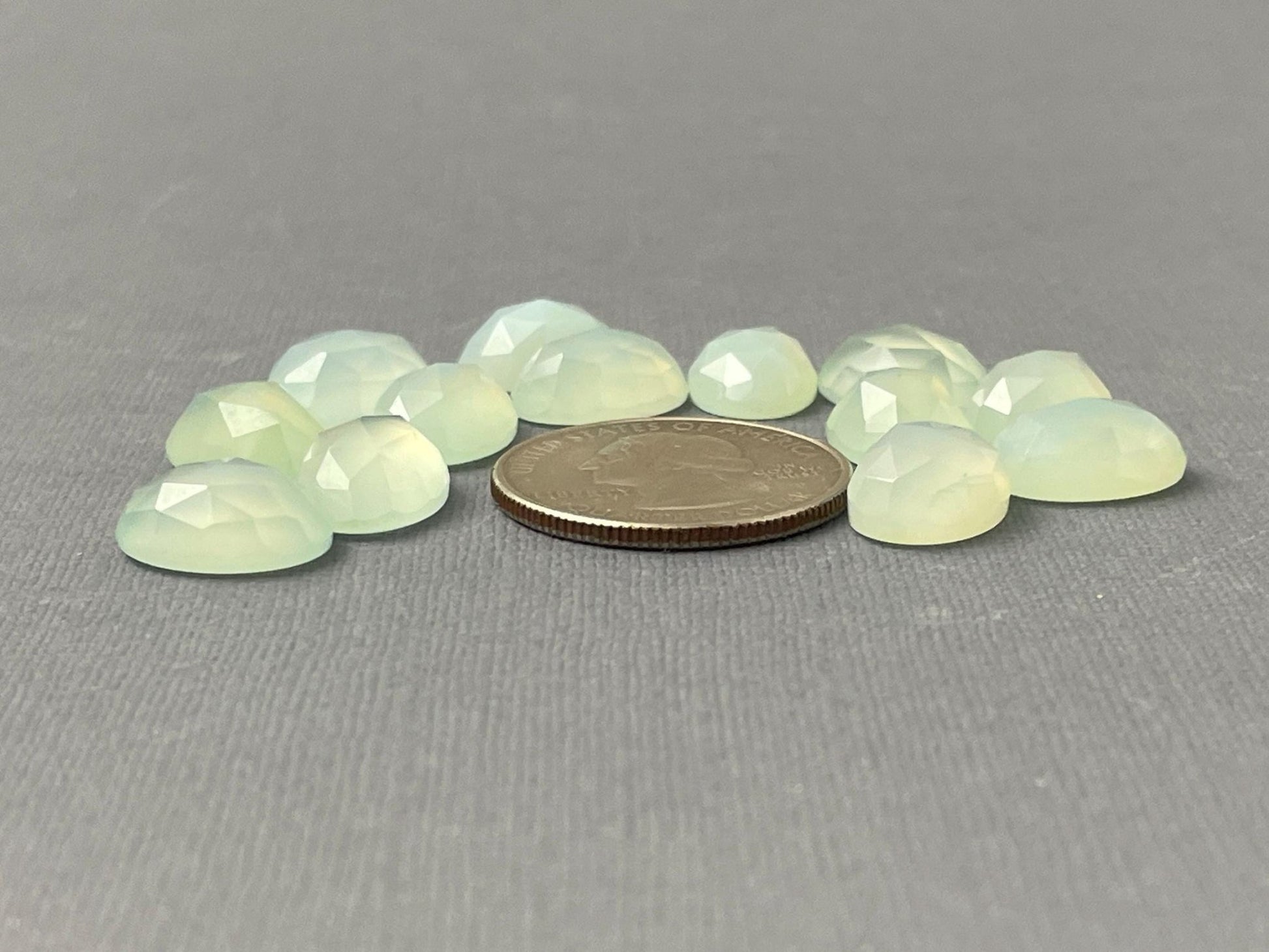 Natural Chalcedony | 14x10mm | Oval Checker Cut Cabochons - Gem Enthusiast