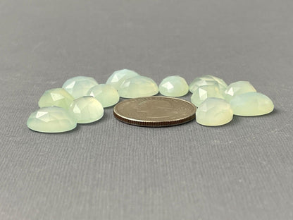 Natural Chalcedony | 14x10mm | Oval Checker Cut Cabochons - Gem Enthusiast