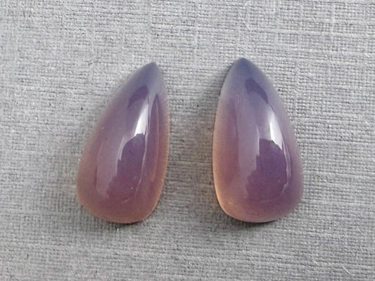 Natural Lilac Chalcedony Pair | 15x8 | Pear Translucent Cabochons | P192 - Gem Enthusiast