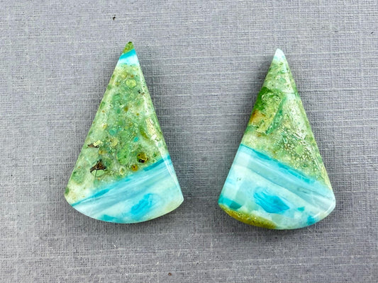 Opalized Chrysocolla Beads | Opalina Matched Pair | Natural Gemstone | B102 - Gem Enthusiast