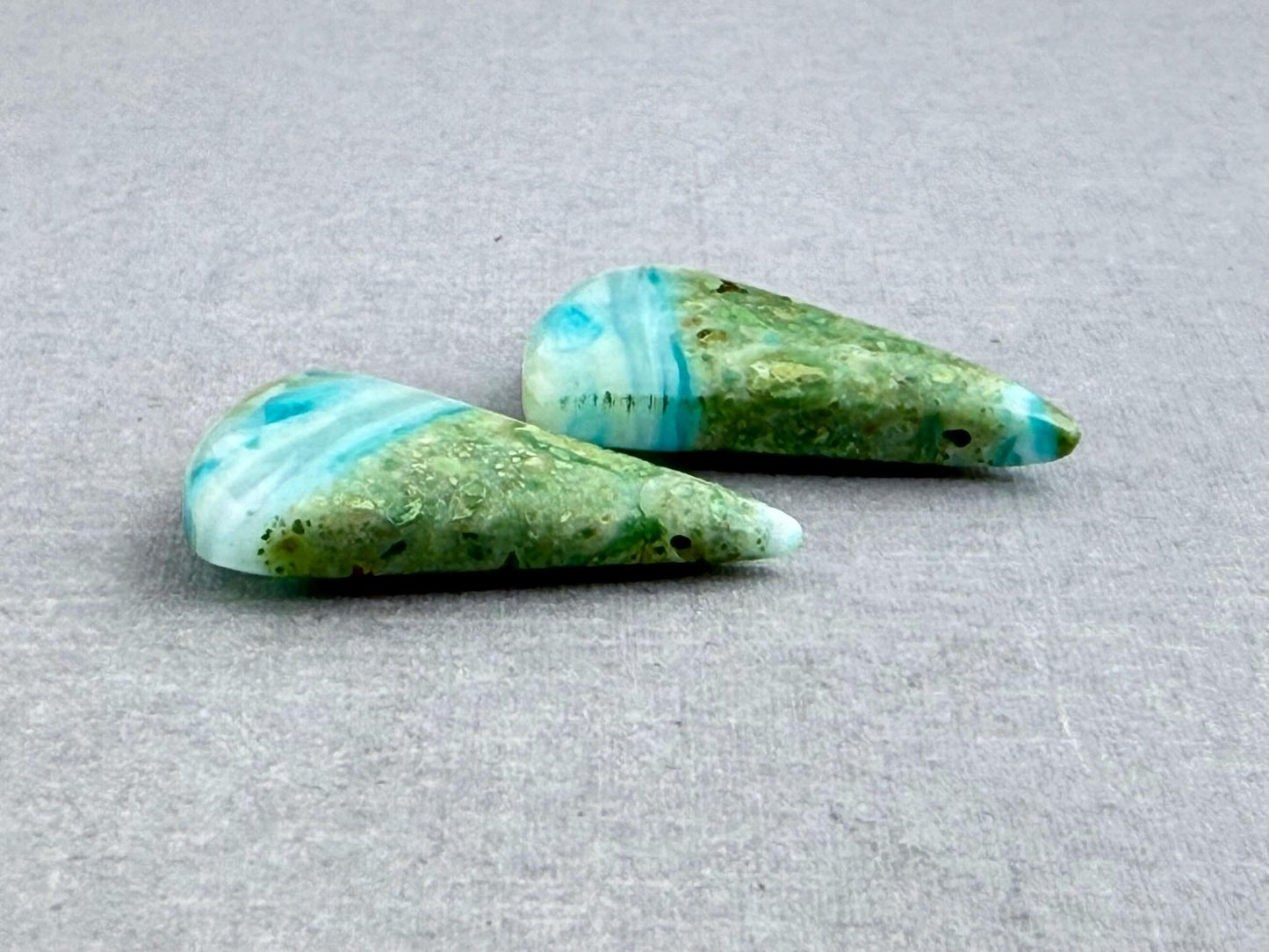 Opalized Chrysocolla Beads | Opalina Matched Pair | Natural Gemstone | B102 - Gem Enthusiast