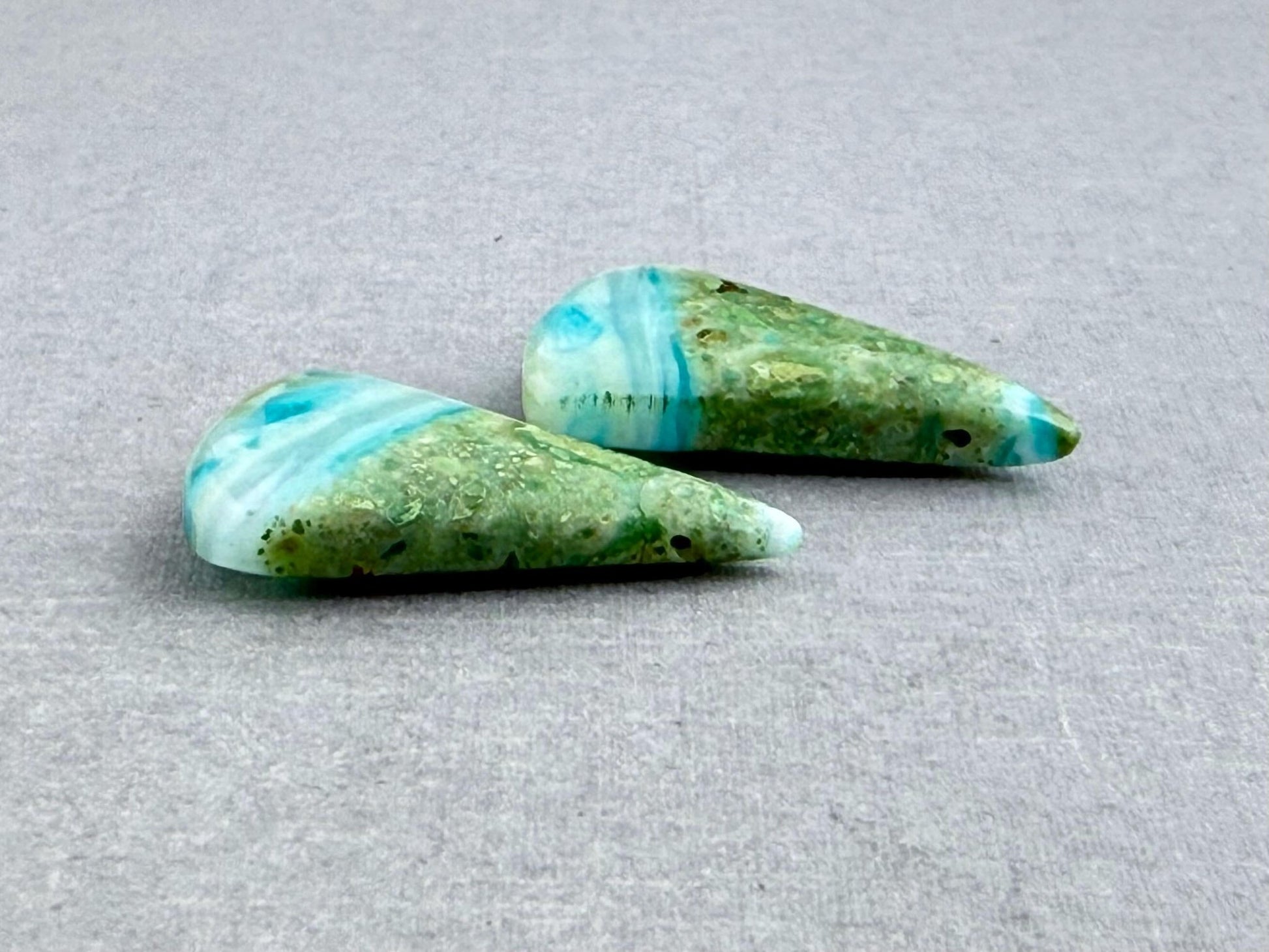 Opalized Chrysocolla Beads | Opalina Matched Pair | Natural Gemstone | B102 - Gem Enthusiast