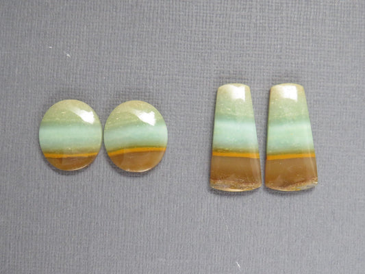 Opalized Wood Cabochons | 2 Pair Lot | 15.8–24mm | Indonesia | WO257 - Gem Enthusiast