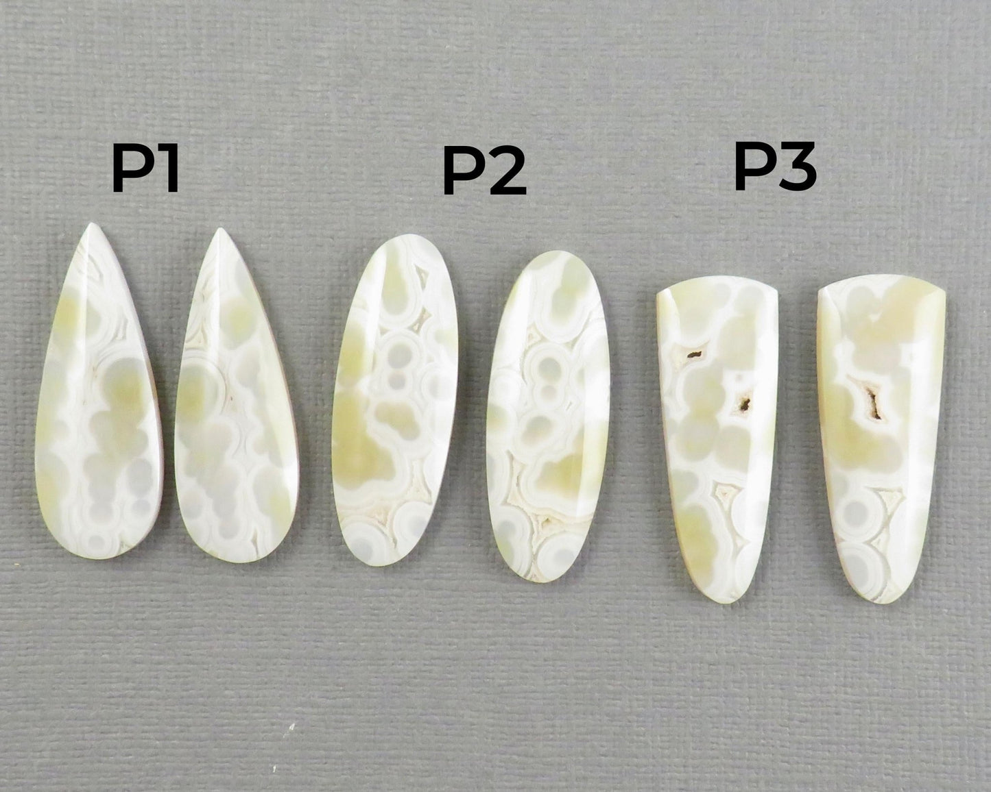 Orbicular Agate Cabochon | Eye Agate | 33.5–34mm, avg 25ct | Per Pair | Indonesia | OA108 - Gem Enthusiast