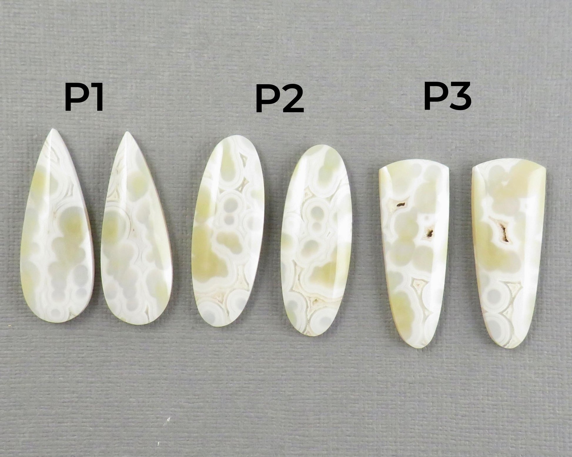 Orbicular Agate Cabochon | Eye Agate | 33.5–34mm, avg 25ct | Per Pair | Indonesia | OA108 - Gem Enthusiast