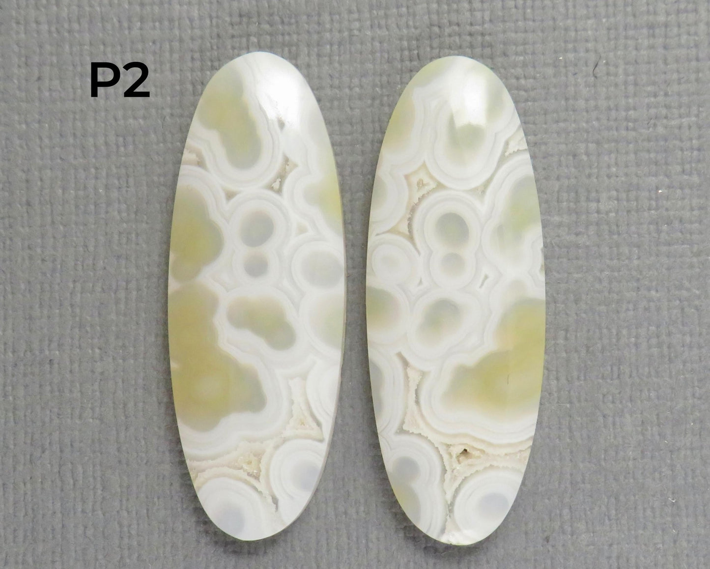 Orbicular Agate Cabochon | Eye Agate | 33.5–34mm, avg 25ct | Per Pair | Indonesia | OA108 - Gem Enthusiast