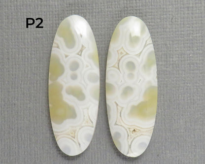 Orbicular Agate Cabochon | Eye Agate | 33.5–34mm, avg 25ct | Per Pair | Indonesia | OA108 - Gem Enthusiast