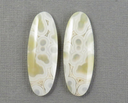 Orbicular Agate Cabochon | Eye Agate | 33.5–34mm, avg 25ct | Per Pair | Indonesia | OA108 - Gem Enthusiast