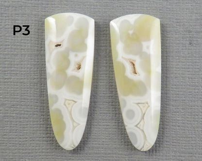 Orbicular Agate Cabochon | Eye Agate | 33.5–34mm, avg 25ct | Per Pair | Indonesia | OA108 - Gem Enthusiast