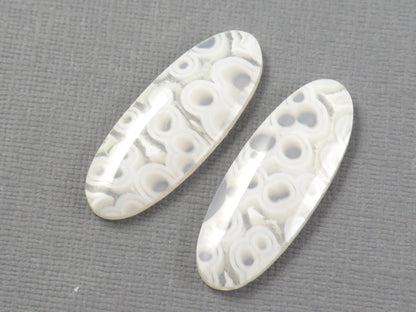 Orbicular Agate Cabochon Oval | Eye Agate | 34x13mm, 29.6ct | Per Pair | Indonesia | OA106 - Gem Enthusiast