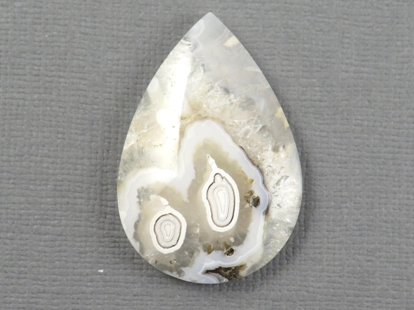 Orbicular Agate Cabochon Pear | Eye Agate | 33x22mm, 28.4ct | Indonesia | OA102 - Gem Enthusiast