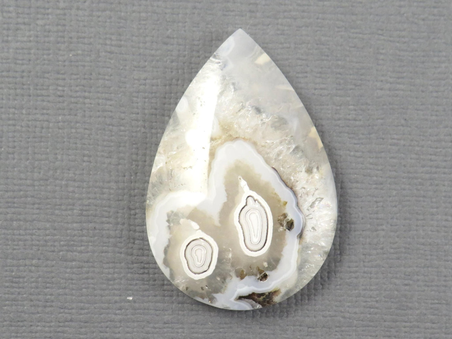 Orbicular Agate Cabochon Pear | Eye Agate | 33x22mm, 28.4ct | Indonesia | OA102 - Gem Enthusiast