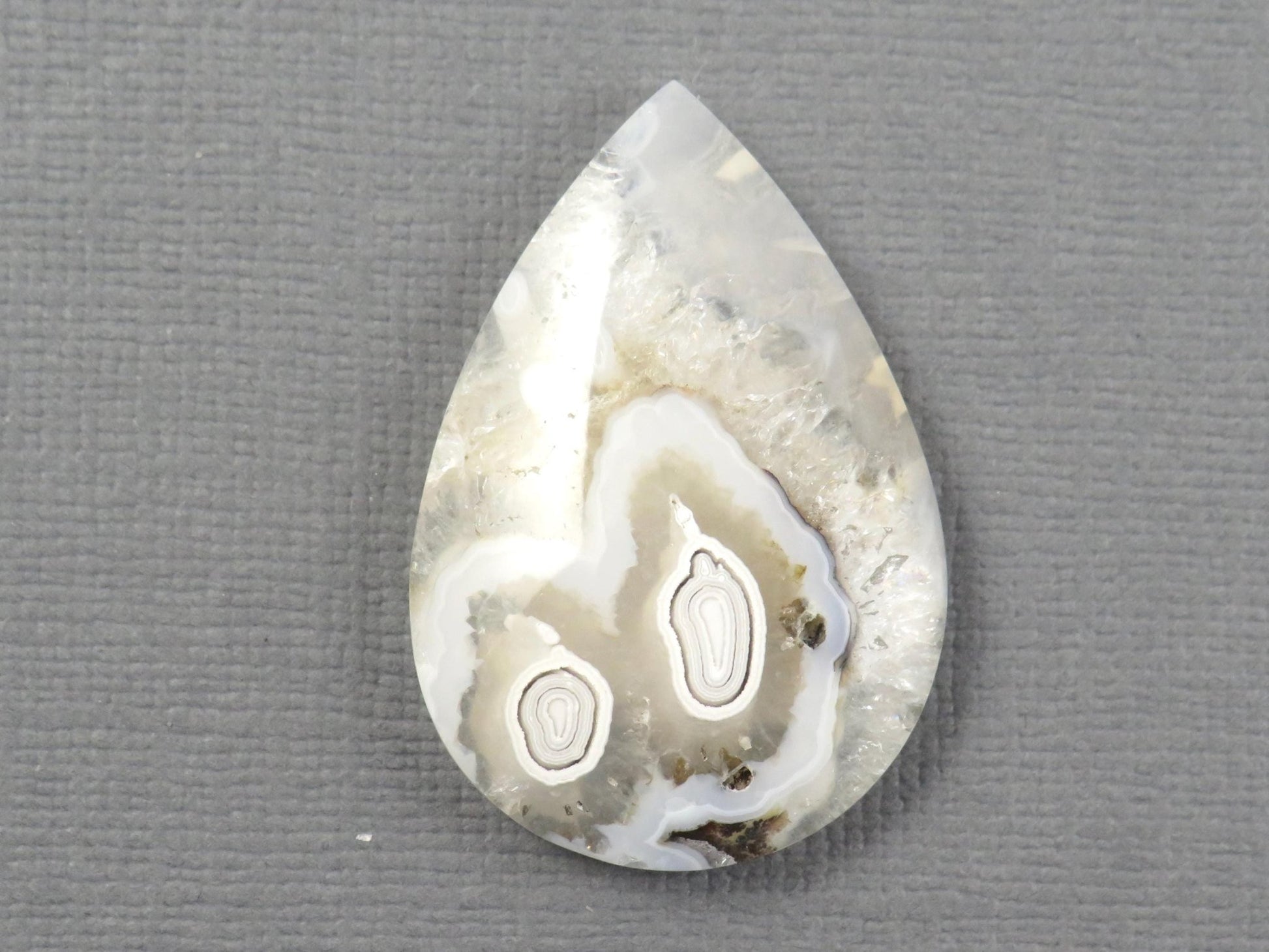 Orbicular Agate Cabochon Pear | Eye Agate | 33x22mm, 28.4ct | Indonesia | OA102 - Gem Enthusiast