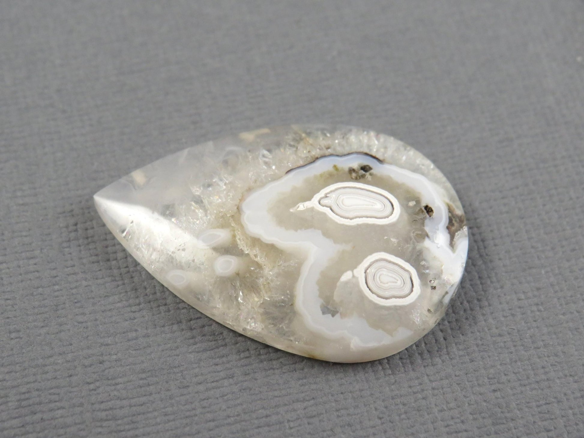 Orbicular Agate Cabochon Pear | Eye Agate | 33x22mm, 28.4ct | Indonesia | OA102 - Gem Enthusiast