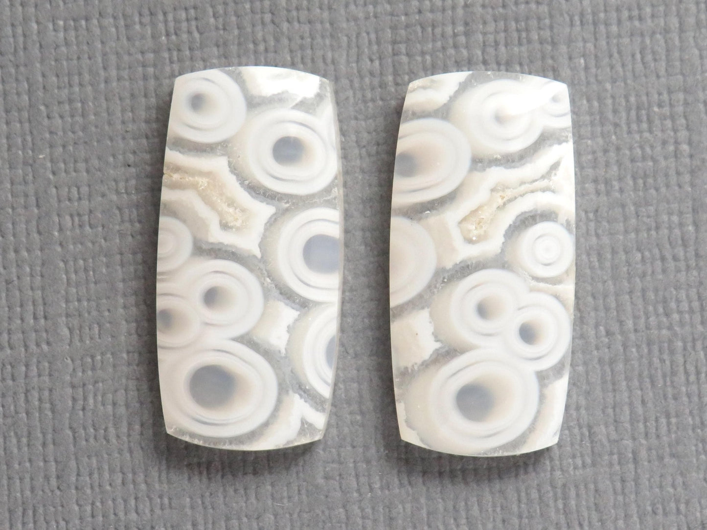 Orbicular Agate Cabochon Rectangle | Eye Agate | 22x10.5mm, 18.8ct | Per Pair | Indonesia | OA105 - Gem Enthusiast