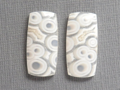 Orbicular Agate Cabochon Rectangle | Eye Agate | 22x10.5mm, 18.8ct | Per Pair | Indonesia | OA105 - Gem Enthusiast