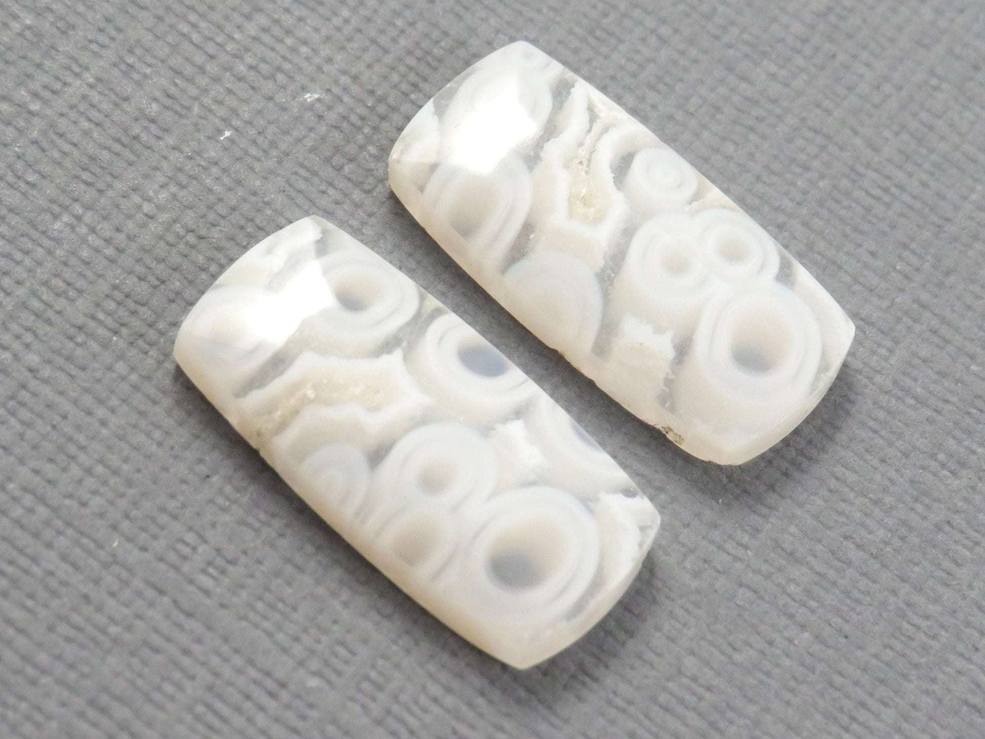 Orbicular Agate Cabochon Rectangle | Eye Agate | 22x10.5mm, 18.8ct | Per Pair | Indonesia | OA105 - Gem Enthusiast