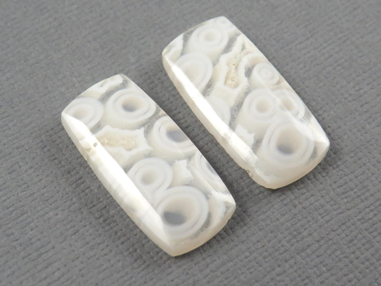 Orbicular Agate Cabochon Rectangle | Eye Agate | 22x10.5mm, 18.8ct | Per Pair | Indonesia | OA105 - Gem Enthusiast