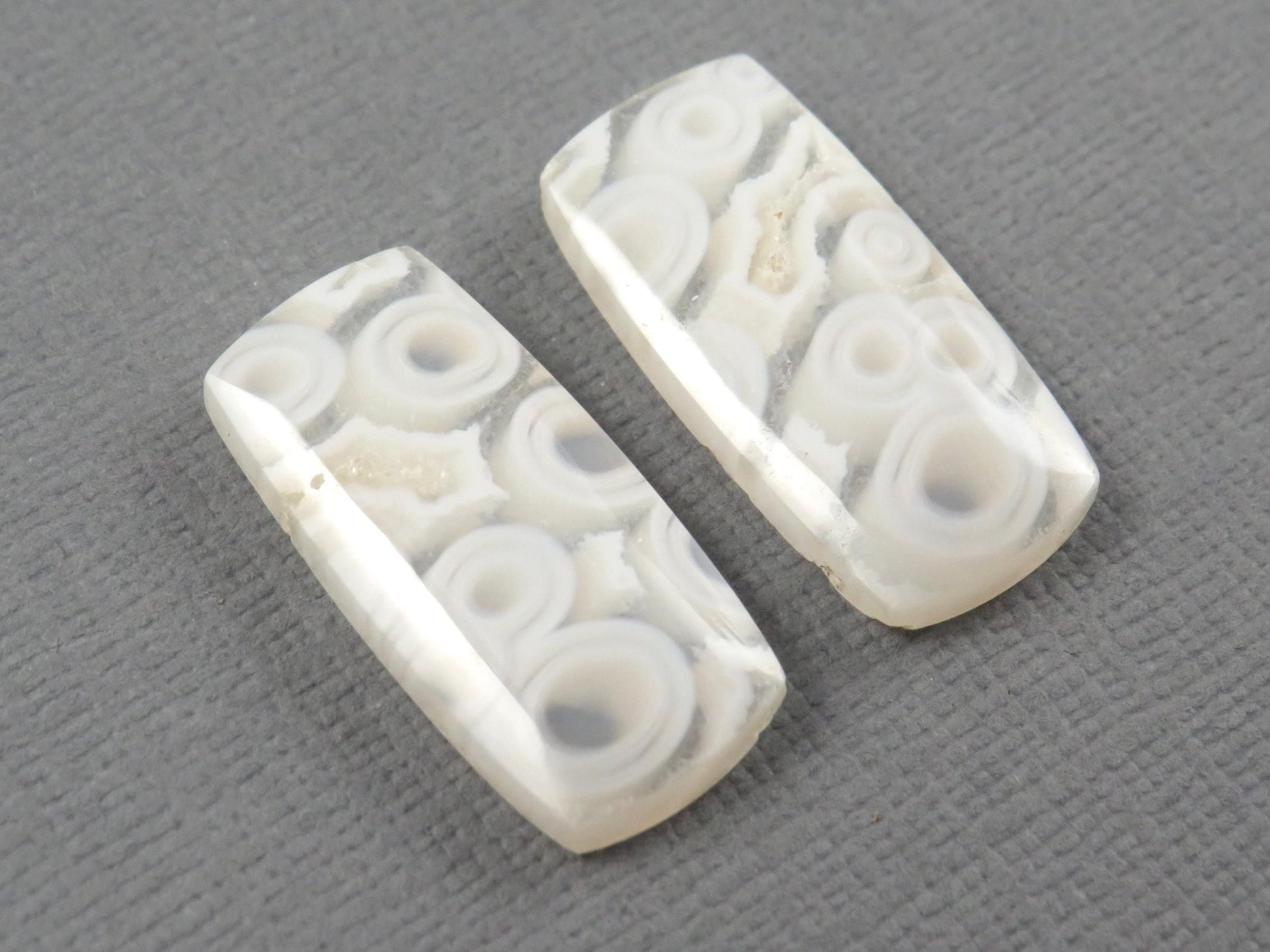 Orbicular Agate Cabochon Rectangle | Eye Agate | 22x10.5mm, 18.8ct | Per Pair | Indonesia | OA105 - Gem Enthusiast