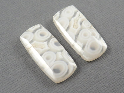 Orbicular Agate Cabochon Rectangle | Eye Agate | 22x10.5mm, 18.8ct | Per Pair | Indonesia | OA105 - Gem Enthusiast