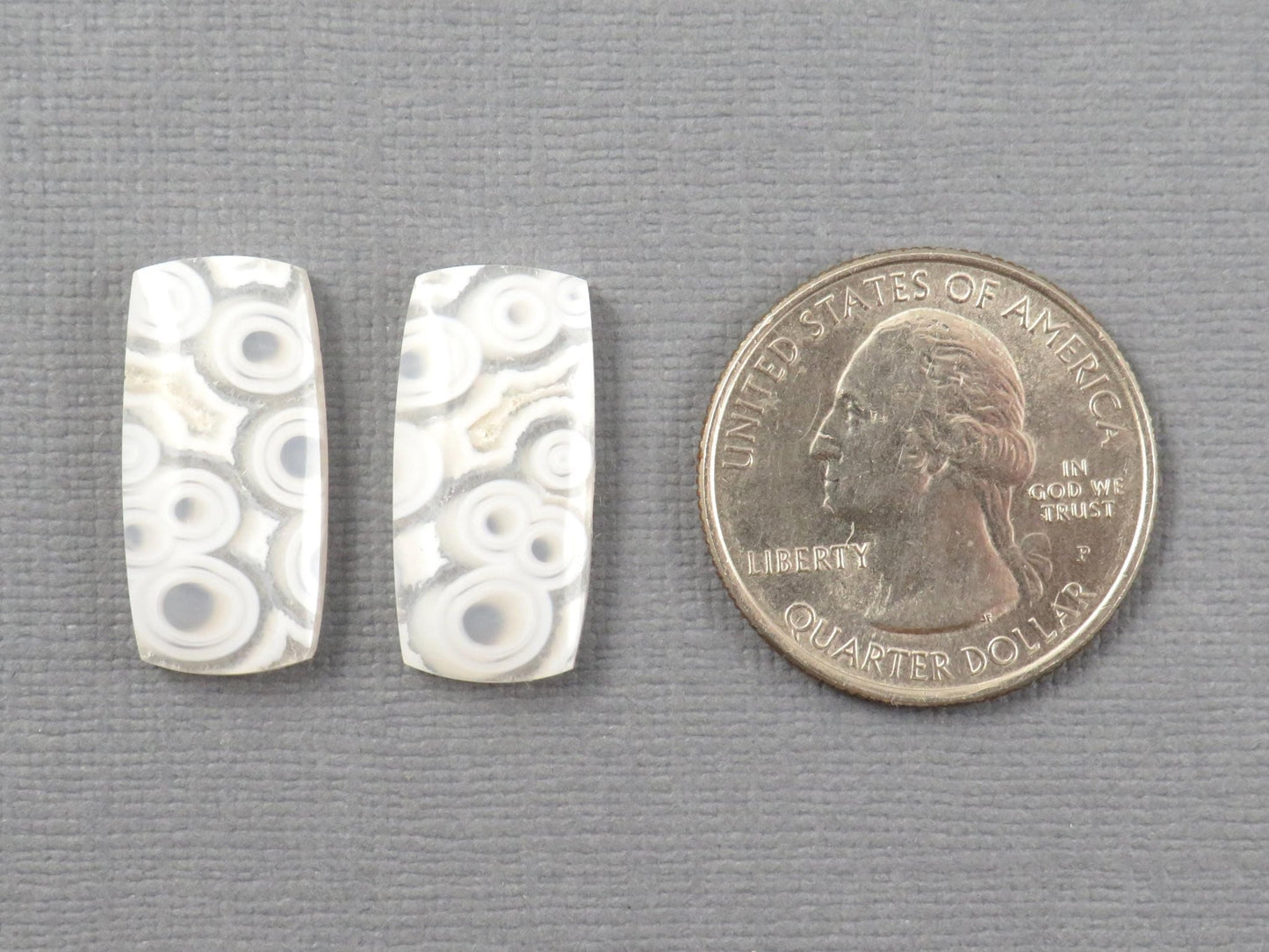 Orbicular Agate Cabochon Rectangle | Eye Agate | 22x10.5mm, 18.8ct | Per Pair | Indonesia | OA105 - Gem Enthusiast