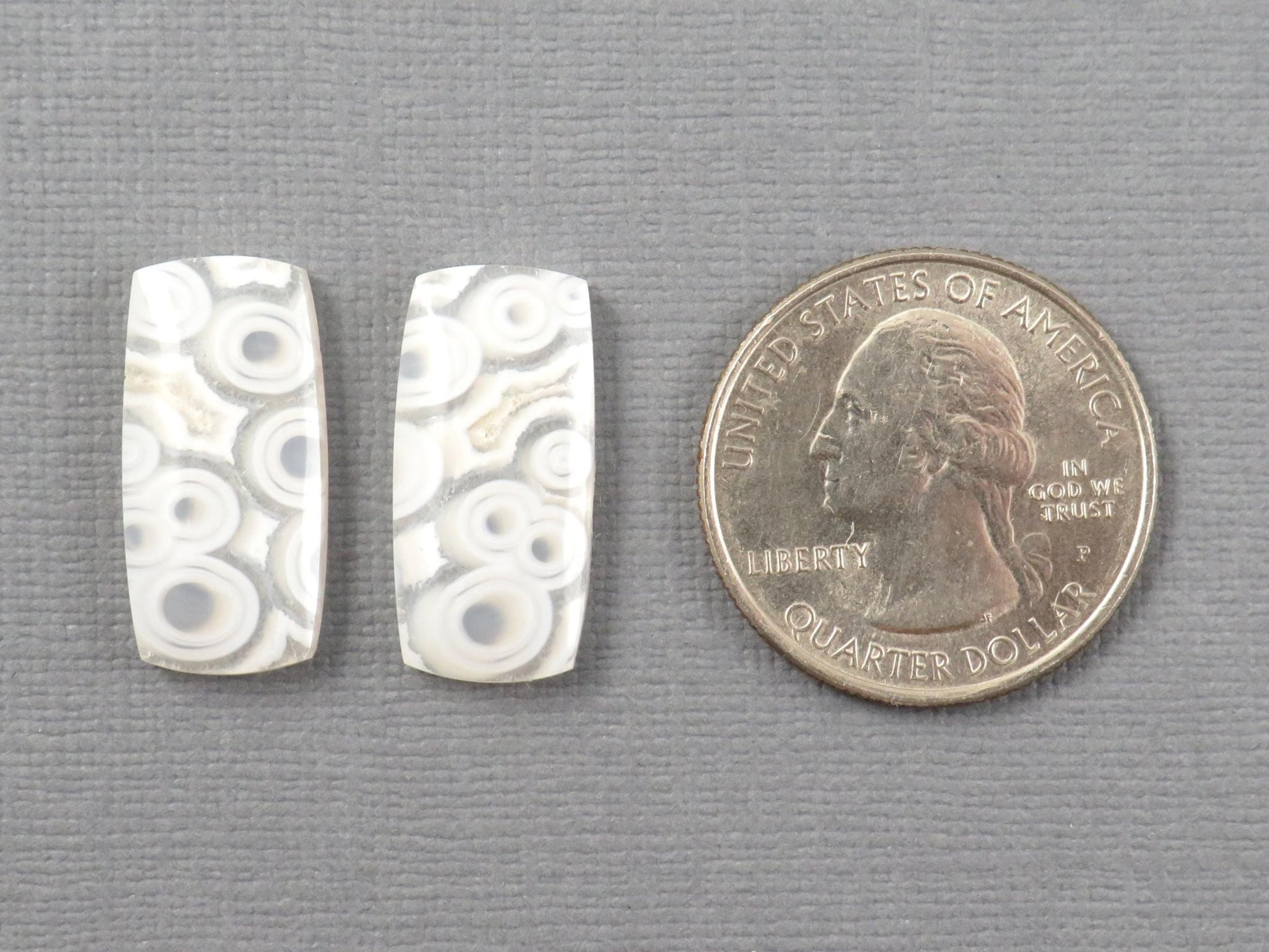 Orbicular Agate Cabochon Rectangle | Eye Agate | 22x10.5mm, 18.8ct | Per Pair | Indonesia | OA105 - Gem Enthusiast