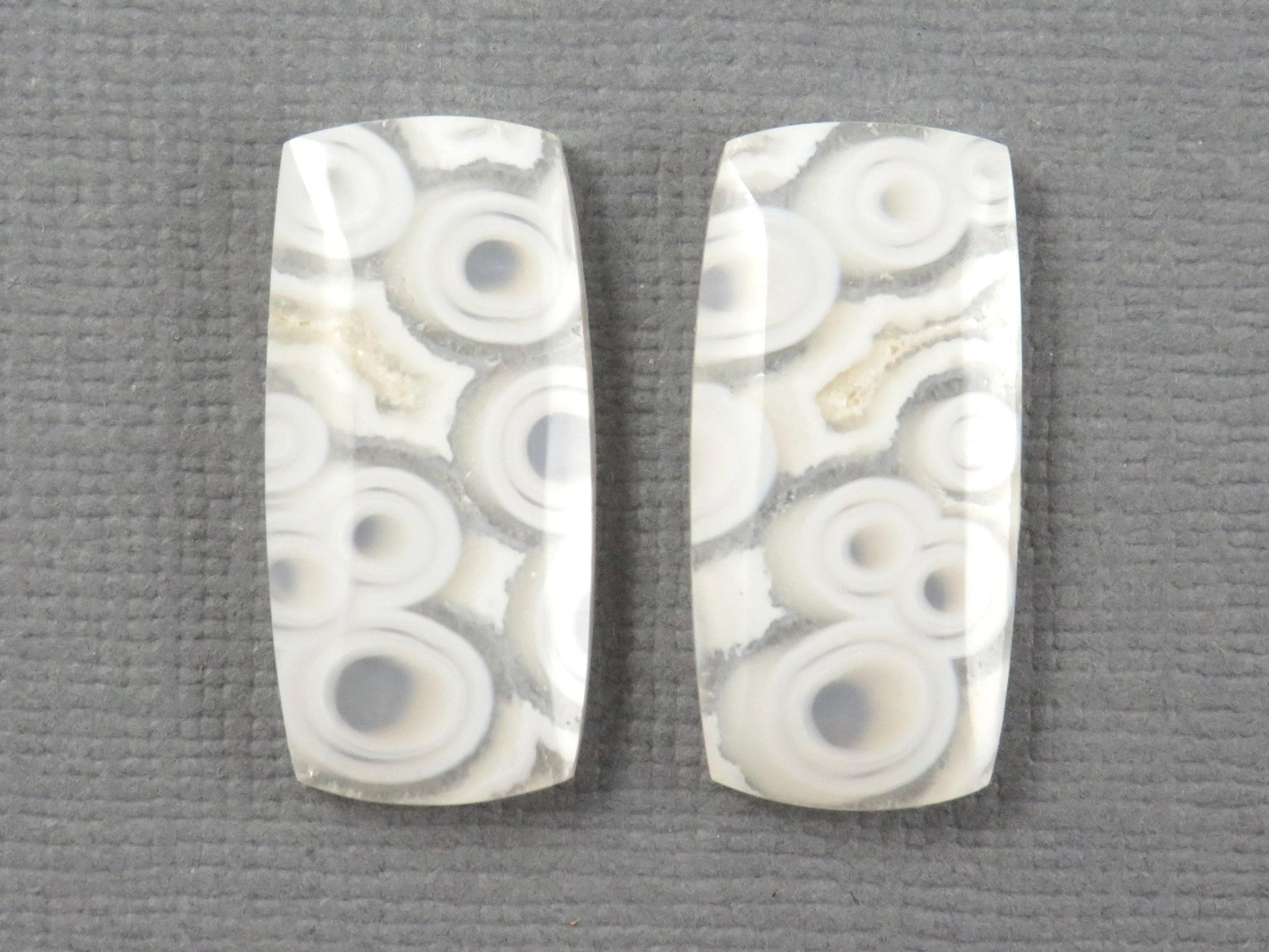 Orbicular Agate Cabochon Rectangle | Eye Agate | 22x10.5mm, 18.8ct | Per Pair | Indonesia | OA105 - Gem Enthusiast