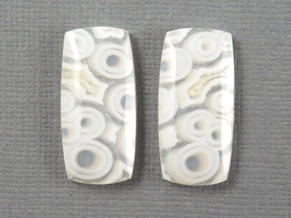 Orbicular Agate Cabochon Rectangle | Eye Agate | 22x10.5mm, 18.8ct | Per Pair | Indonesia | OA105 - Gem Enthusiast