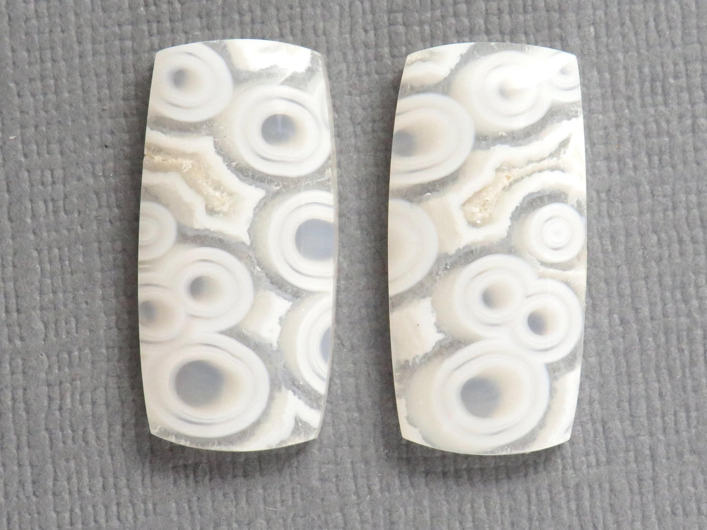 Orbicular Agate Cabochon Rectangle | Eye Agate | 22x10.5mm, 18.8ct | Per Pair | Indonesia | OA105 - Gem Enthusiast