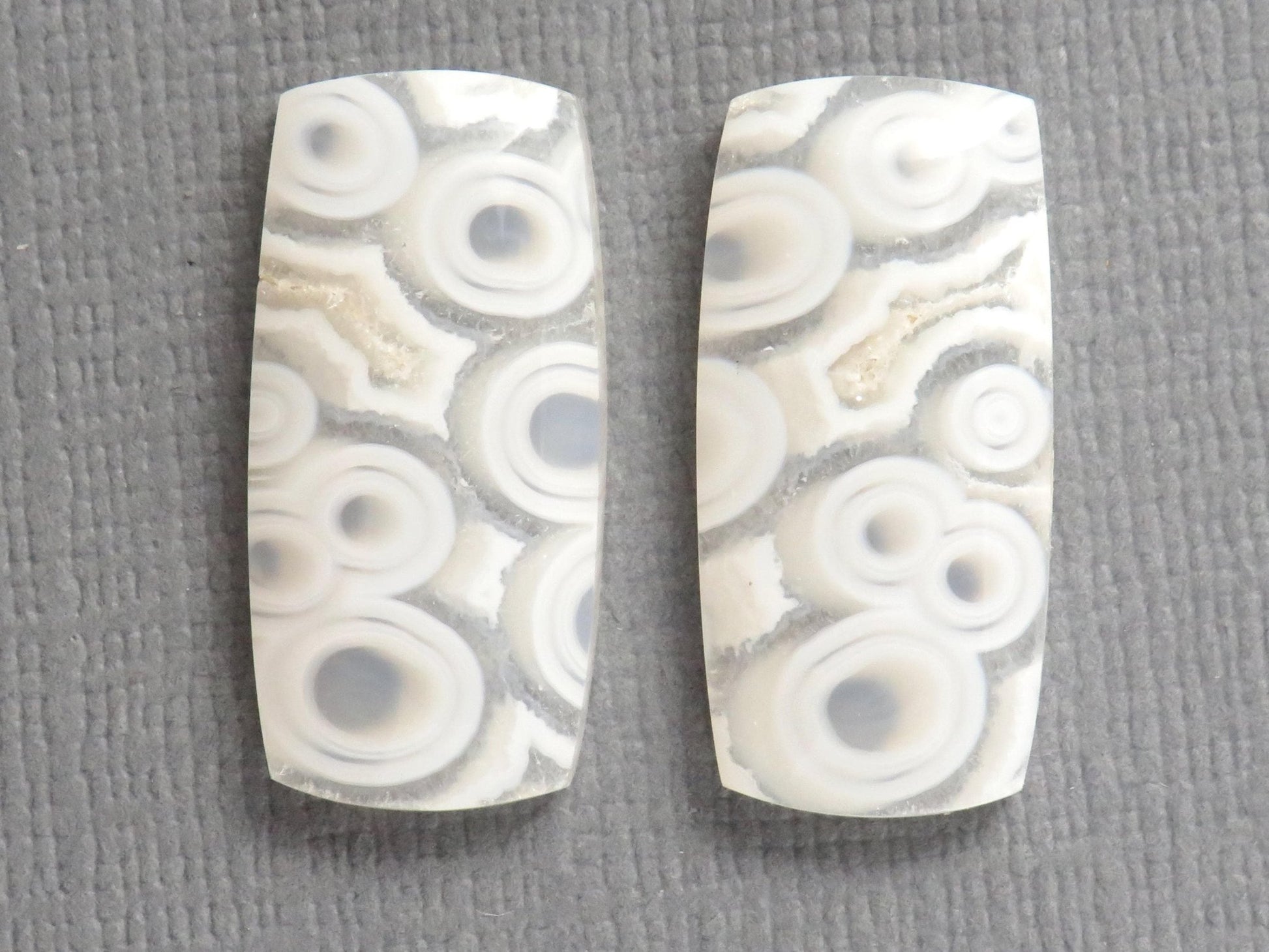Orbicular Agate Cabochon Rectangle | Eye Agate | 22x10.5mm, 18.8ct | Per Pair | Indonesia | OA105 - Gem Enthusiast