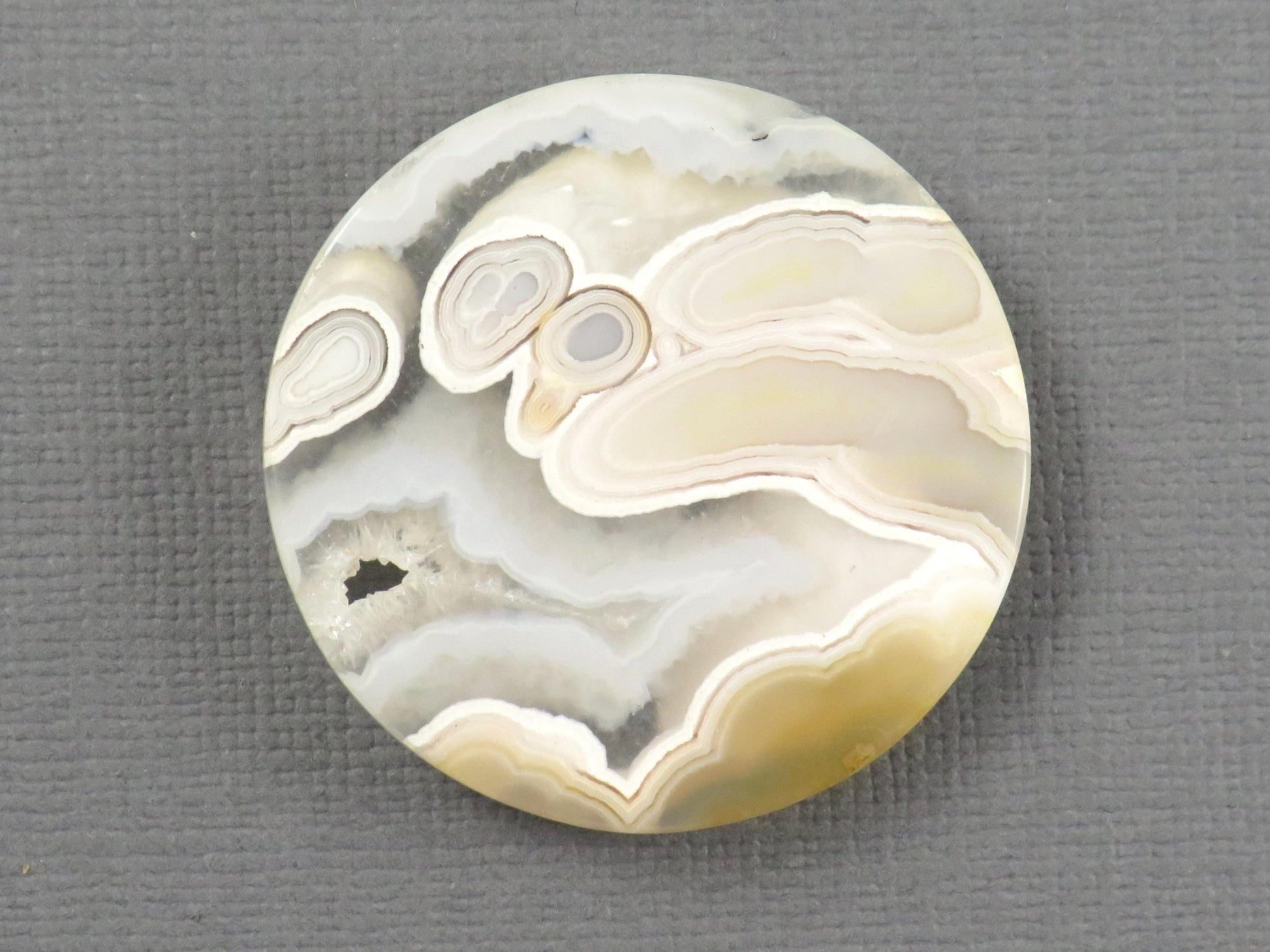 Orbicular Agate Cabochon Round | Eye Agate | 32.6x32.6mm, 57ct | Indonesia | OA101 - Gem Enthusiast