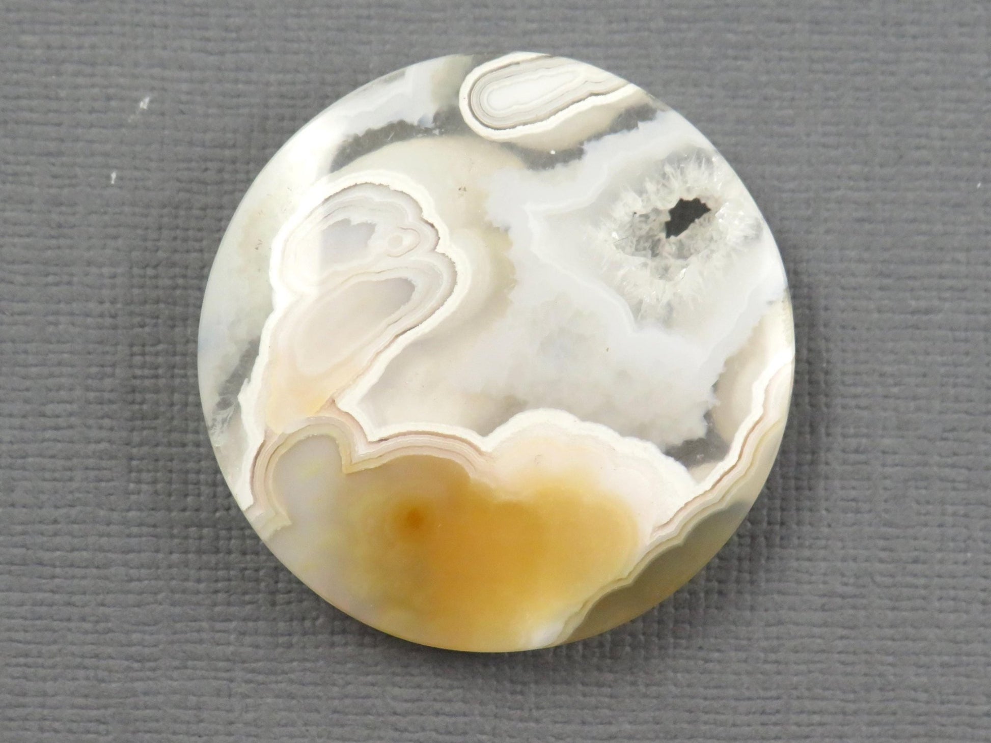 Orbicular Agate Cabochon Round | Eye Agate | 32.6x32.6mm, 57ct | Indonesia | OA101 - Gem Enthusiast