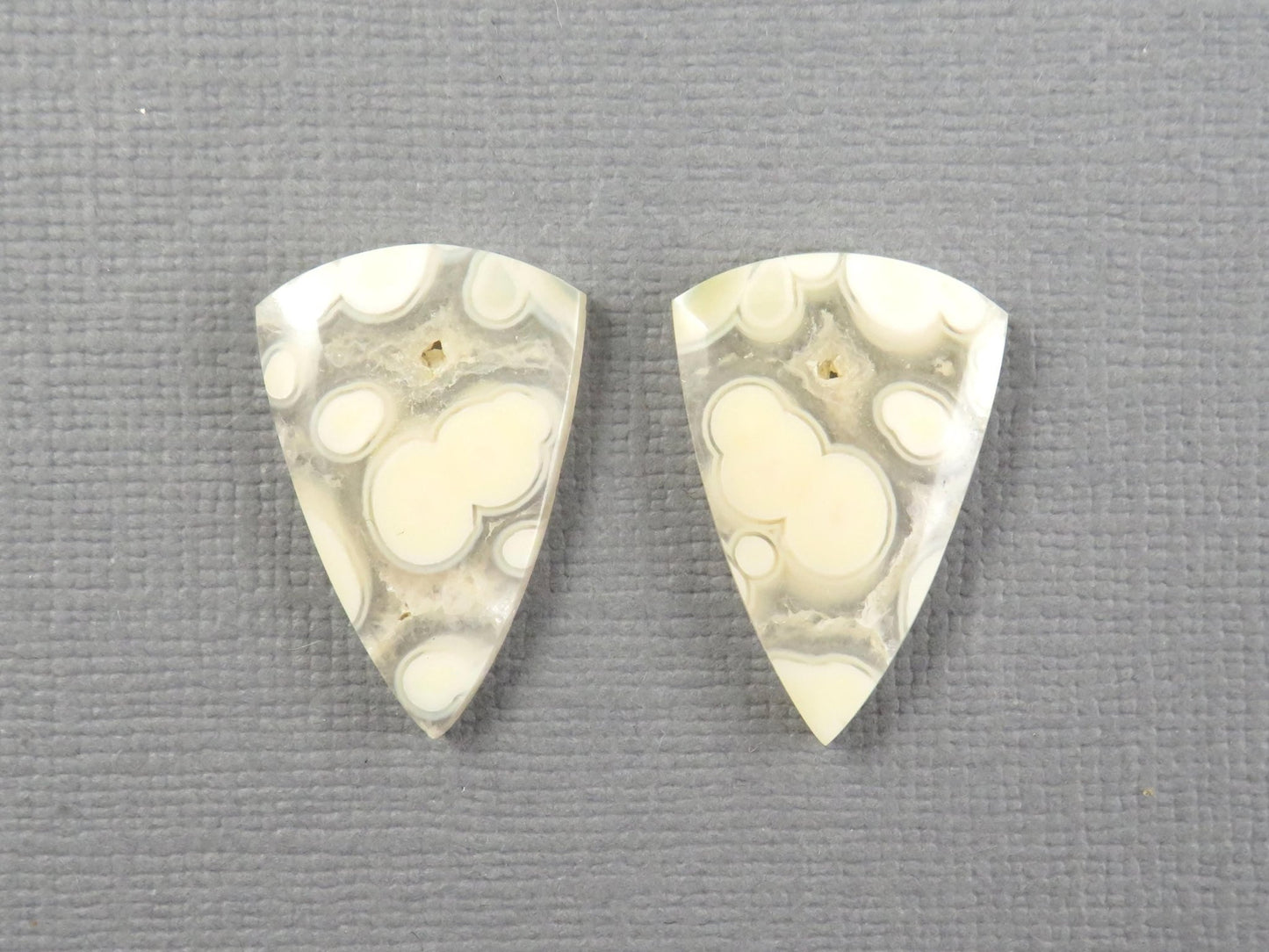 Orbicular Agate Cabochon Triangle Pair | Eye agate | 2215x4mm, 15.9ct | Indonesia | OA107 - Gem Enthusiast
