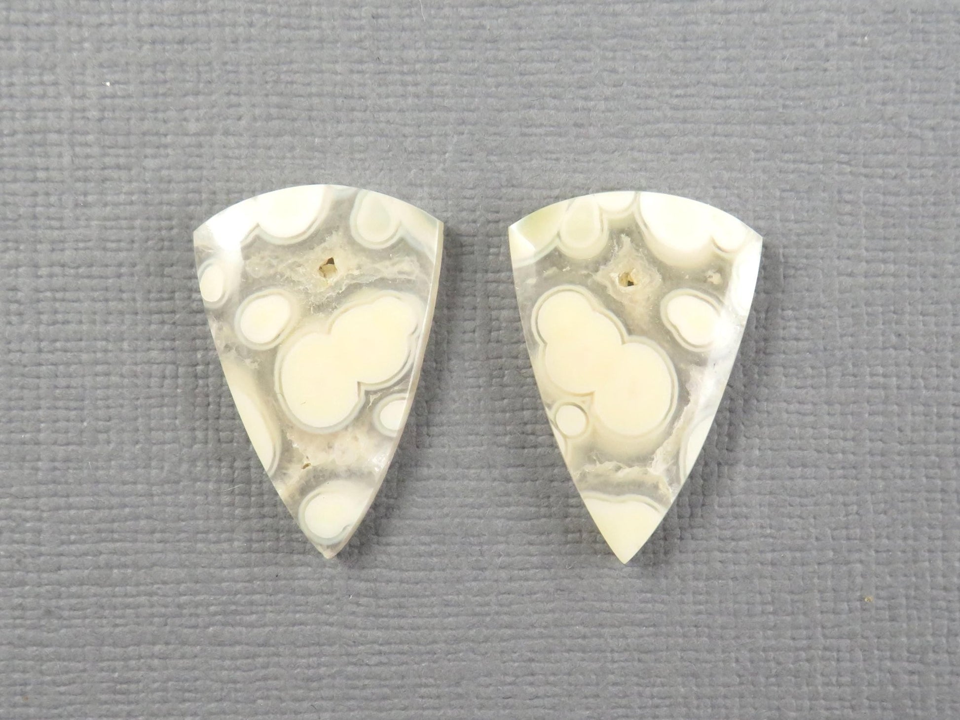Orbicular Agate Cabochon Triangle Pair | Eye agate | 2215x4mm, 15.9ct | Indonesia | OA107 - Gem Enthusiast
