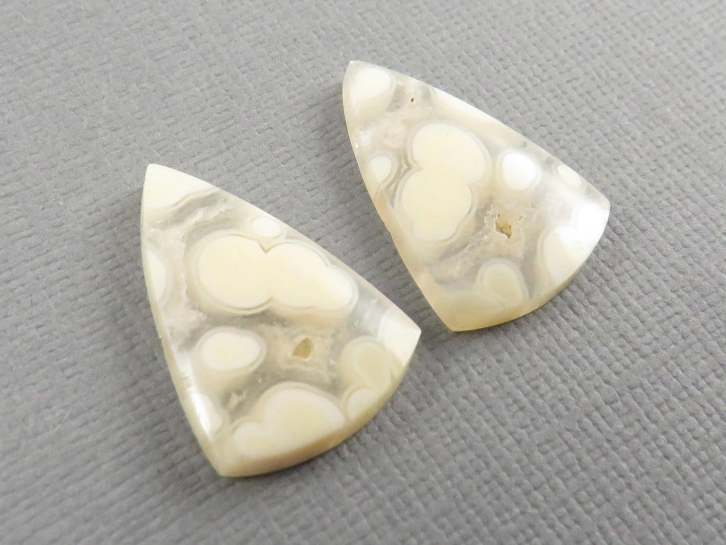 Orbicular Agate Cabochon Triangle Pair | Eye agate | 2215x4mm, 15.9ct | Indonesia | OA107 - Gem Enthusiast