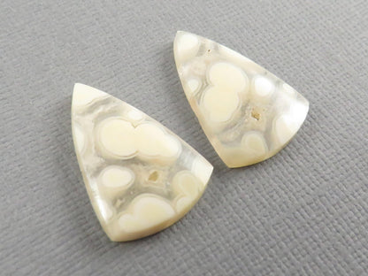 Orbicular Agate Cabochon Triangle Pair | Eye agate | 2215x4mm, 15.9ct | Indonesia | OA107 - Gem Enthusiast