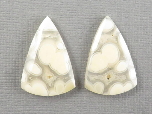 Orbicular Agate Cabochon Triangle Pair | Eye agate | 2215x4mm, 15.9ct | Indonesia | OA107 - Gem Enthusiast