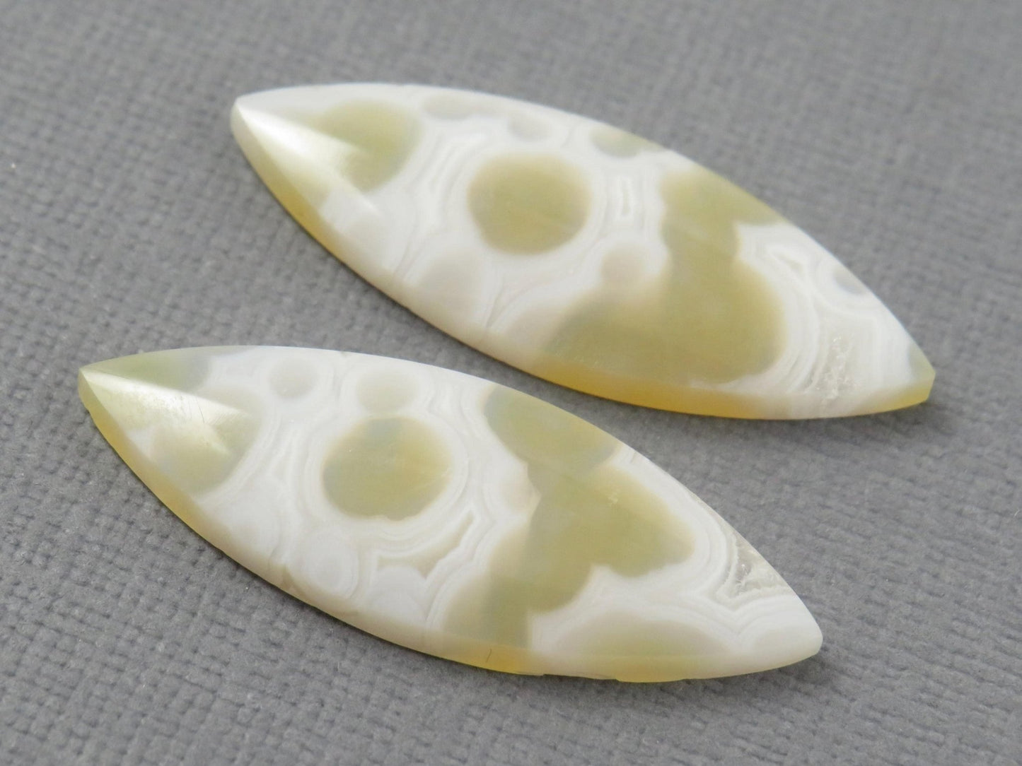 Orbicular Moss Agate Cabochon Pair | Marquise | 33.5x12.5mm, 17.3ct | Indonesia | OA111 - Gem Enthusiast