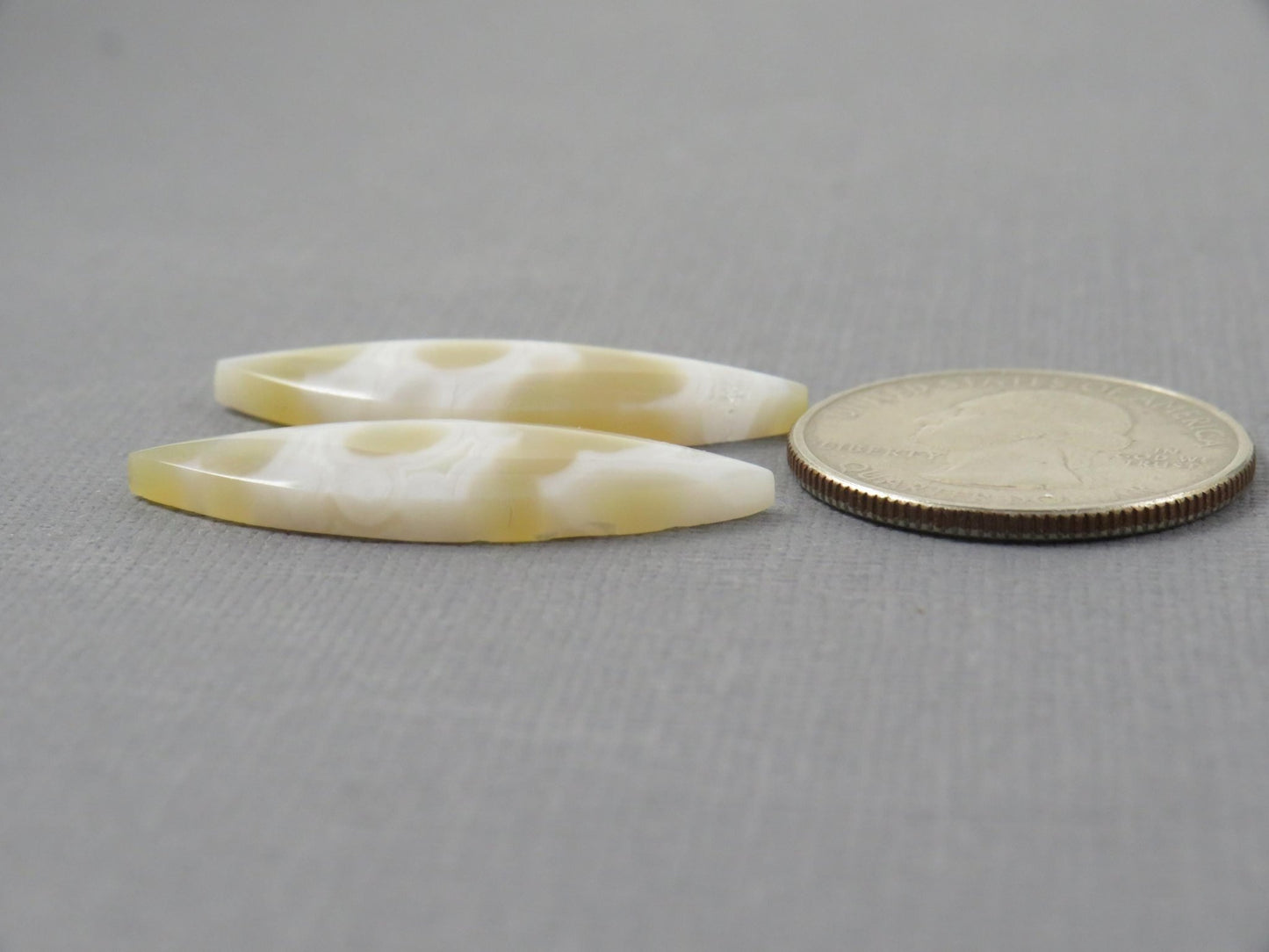 Orbicular Moss Agate Cabochon Pair | Marquise | 33.5x12.5mm, 17.3ct | Indonesia | OA111 - Gem Enthusiast