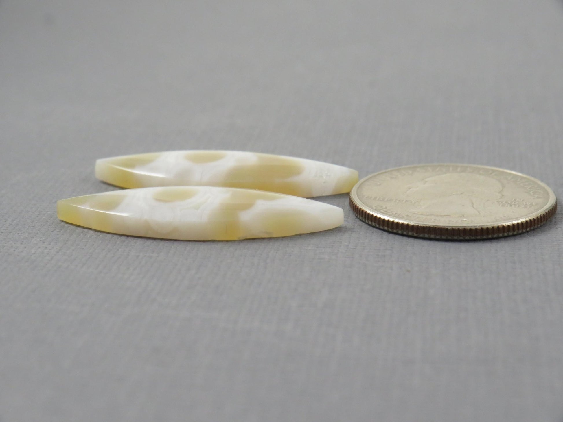 Orbicular Moss Agate Cabochon Pair | Marquise | 33.5x12.5mm, 17.3ct | Indonesia | OA111 - Gem Enthusiast