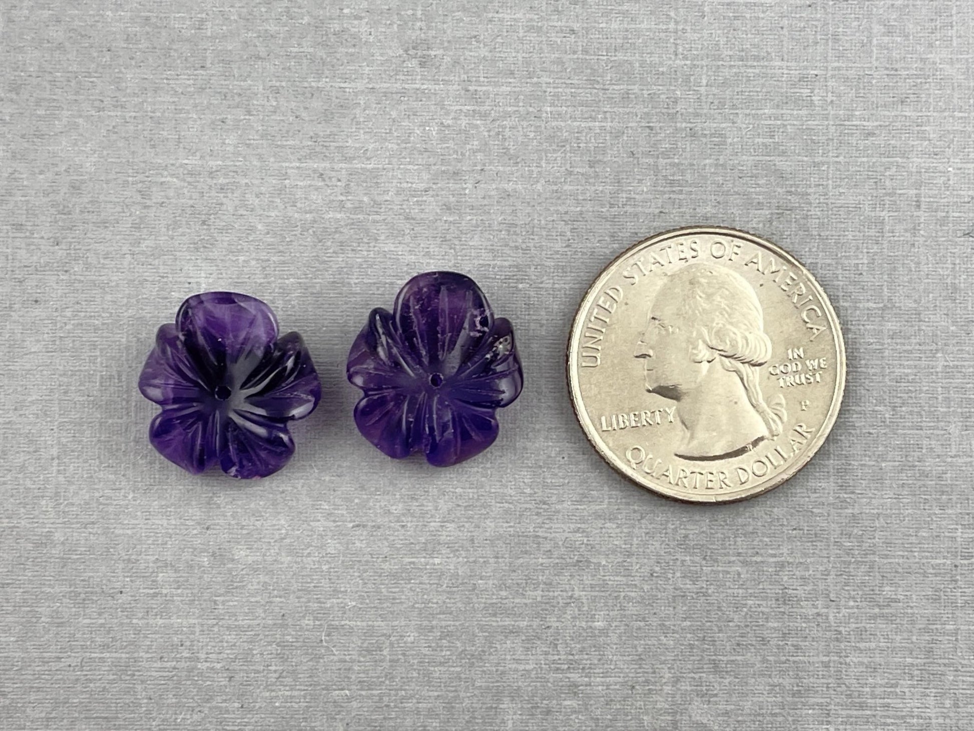 Orchid Carved Amethyst | Natural Gemstone | Center Drilled | AM201A - Gem Enthusiast