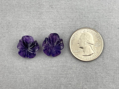 Orchid Carved Amethyst | Natural Gemstone | Center Drilled | AM201A - Gem Enthusiast