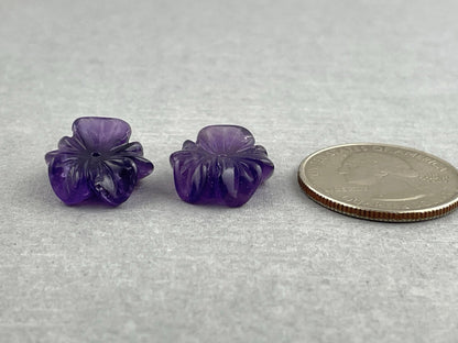 Orchid Carved Amethyst | Natural Gemstone | Center Drilled | AM201A - Gem Enthusiast