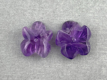 Orchid Carved Amethyst | Natural Gemstone | Center Drilled | AM201B - Gem Enthusiast